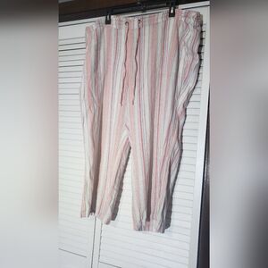 Per Se Womens Linen Blend Cropped 2X